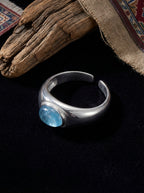 Original Niche Ring | S925 Sterling Silver Aquamarine Vintage High-End Open Ring
