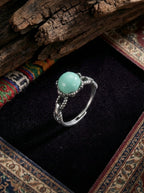 Vintage Ethnic Style Ring | S925 Sterling Silver Turquoise Twisted Open Ring