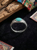 Neutral Retro Ring | S925 Sterling Silver Raw Ore Turquoise Cabochon Ring