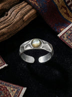 Vintage European and American Style Ring | S925 Sterling Silver Black Mother of Pearl Light Luxury Open Ring
