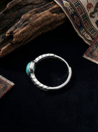 Vintage Ethnic Style Ring | S925 Sterling Silver Turquoise Square Open Ring