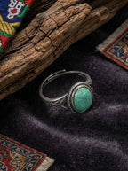 Retro High-End Ring | S925 Sterling Silver Round Turquoise Ring
