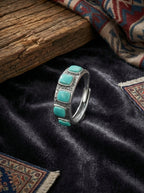 Retro Personalized Ring | S925 Sterling Silver Raw Ore Turquoise Eternity Band