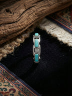 Fashion Light Luxury Ring | S925 Sterling Silver Raw Ore Turquoise Chain Ring
