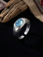 Original Niche Ring | S925 Sterling Silver Aquamarine Vintage High-End Open Ring