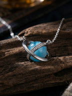 Niche Design Starry Sky Crystal Necklace | Sterling Silver Aquamarine Clavicle Necklace for Women