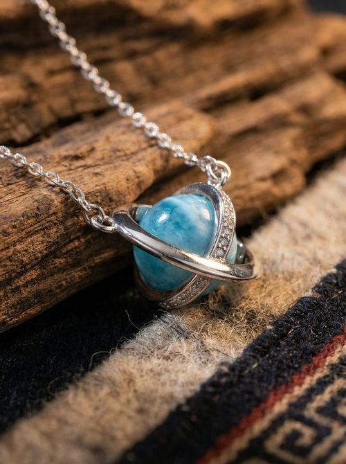Niche Design Starry Sky Crystal Necklace | Sterling Silver Aquamarine Clavicle Necklace for Women
