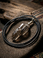 Natural Sparkling Crystal Raw Stone Pendant Necklace | Black Sparkling Crystal Pendant Unisex Wealth-Attracting Chain Sweater Necklace