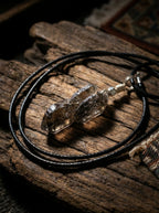 Natural Sparkling Crystal Raw Stone Pendant Necklace | Black Sparkling Crystal Pendant Unisex Wealth-Attracting Chain Sweater Necklace
