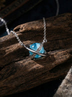 Niche Design Starry Sky Crystal Necklace | Sterling Silver Aquamarine Clavicle Necklace for Women