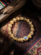 「Golden Shine & Azure Glow」Tibetan Style Natural Citrine Inlaid Aquamarine Bracelet