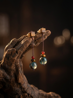 「Zen Style」 New Chinese Style Handmade Tiger's Eye Stone Earrings