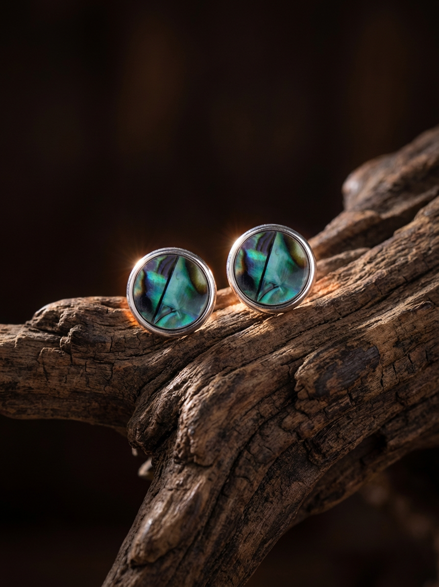 「Spirit of Life」Designer's Original Round Mother-of-Pearl Earrings