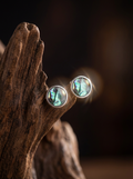 「Spirit of Life」Designer's Original Round Mother-of-Pearl Earrings