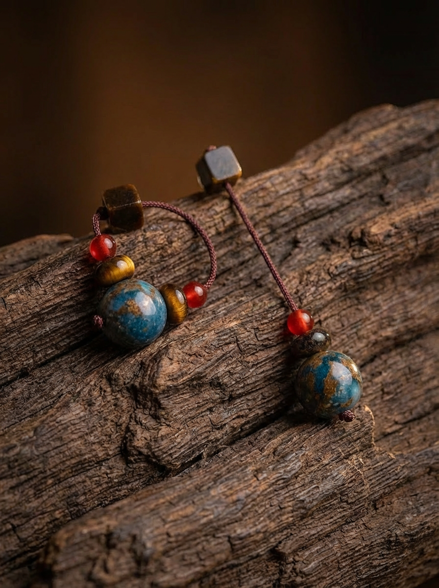 「Zen Style」 New Chinese Style Handmade Tiger's Eye Stone Earrings