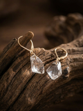 「Wish Stone」Designer's Original Irregular White Crystal Earrings
