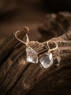 「Wish Stone」Designer's Original Irregular White Crystal Earrings
