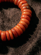 Tibetan Metal Beast Face Lock Crane Square Plaque Bracelet・Red Jadeite Spacer Vintage Beaded Bracelet