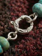 Tibetan Sacred Stone Ancient Hand-Chiseled Natural Raw Turquoise Sterling Silver Bracelet Original Niche Design
