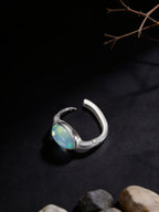 High-End Minimalist Ear Clasp Earrings | S925 Sterling Silver Cabochon Aquamarine Earrings