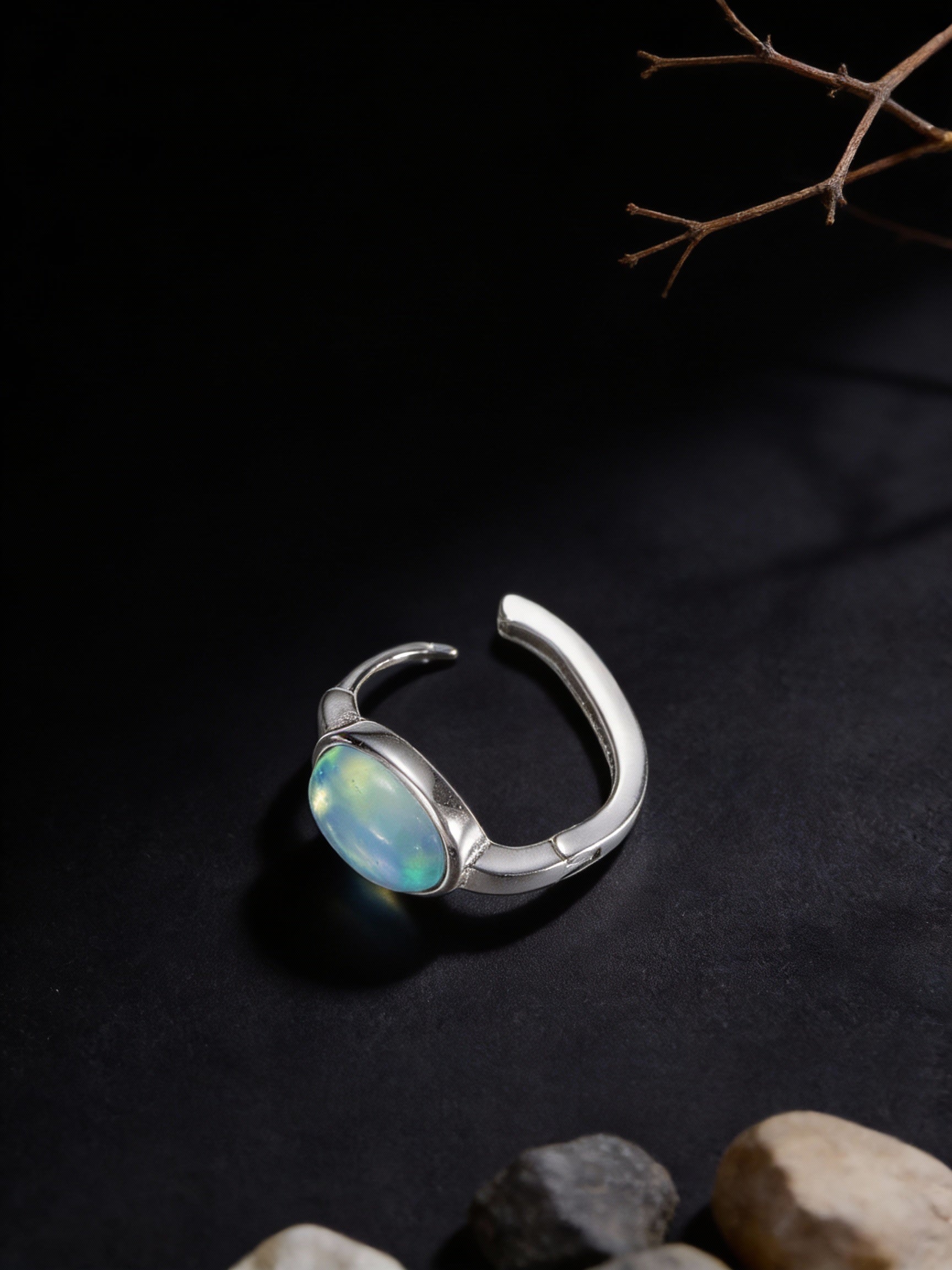 High-End Minimalist Ear Clasp Earrings | S925 Sterling Silver Cabochon Aquamarine Earrings