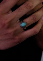 Retro High-End Ring | S925 Sterling Silver Round Turquoise Ring