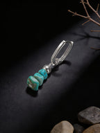 Tibetan Ethnic Style Earrings | S925 Sterling Silver Natural Raw Ore Turquoise Mani Pile Earrings