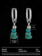 Tibetan Ethnic Style Earrings | S925 Sterling Silver Natural Raw Ore Turquoise Mani Pile Earrings