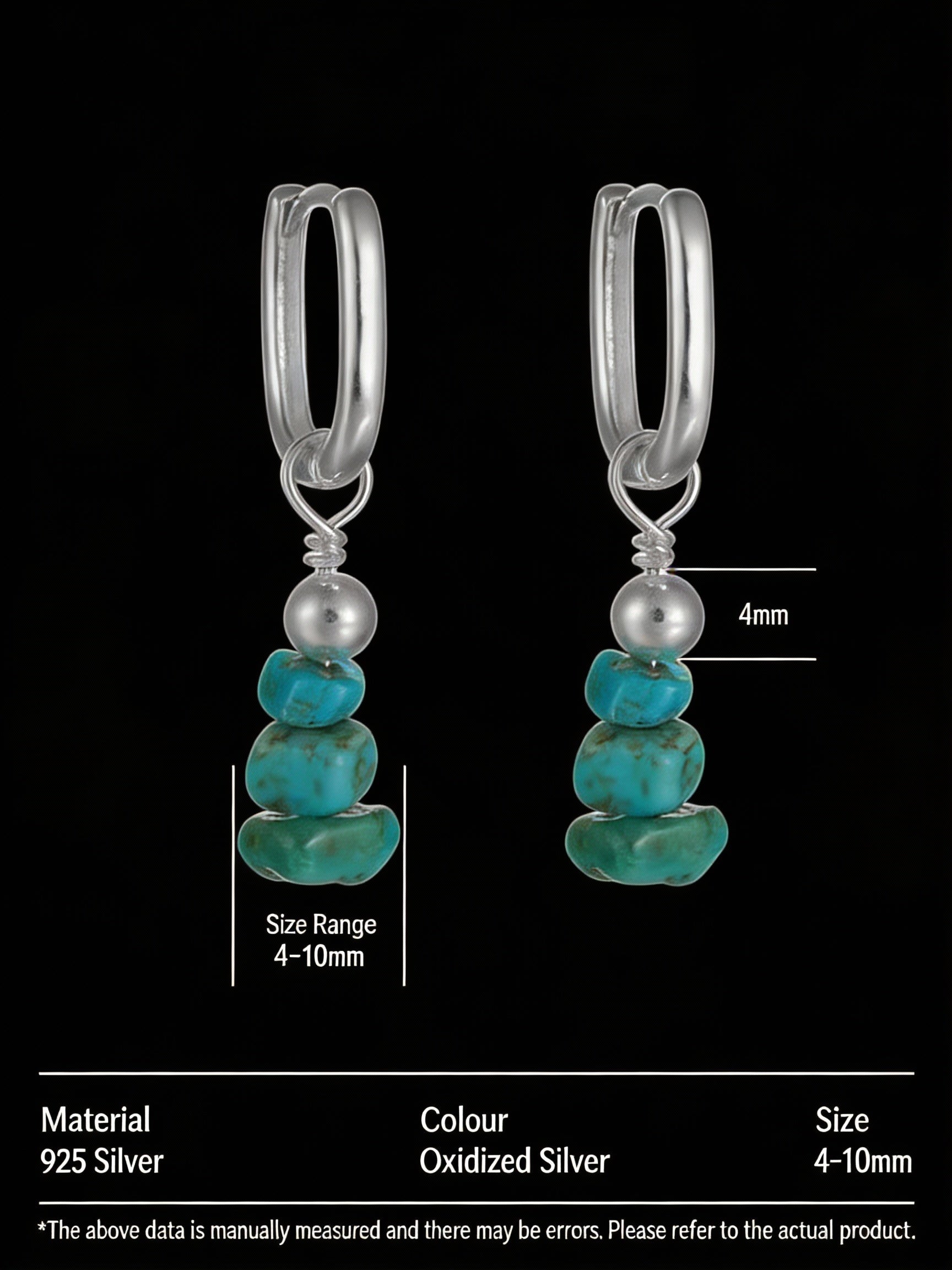 Tibetan Ethnic Style Earrings | S925 Sterling Silver Natural Raw Ore Turquoise Mani Pile Earrings