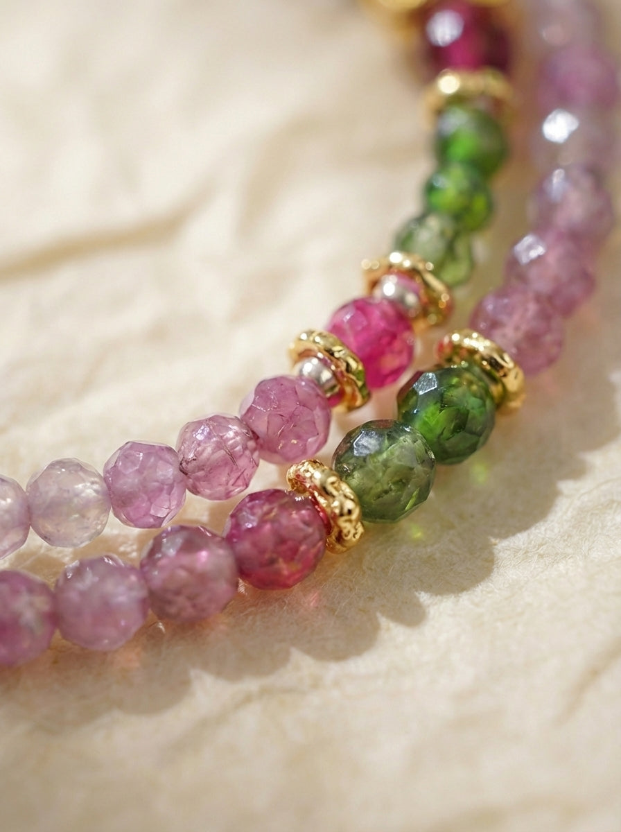 Virgo Natal Pink Luck Original Multi-Layer Stackable Rose Quartz Bracelet Twelve Constellations Exclusive For Women
