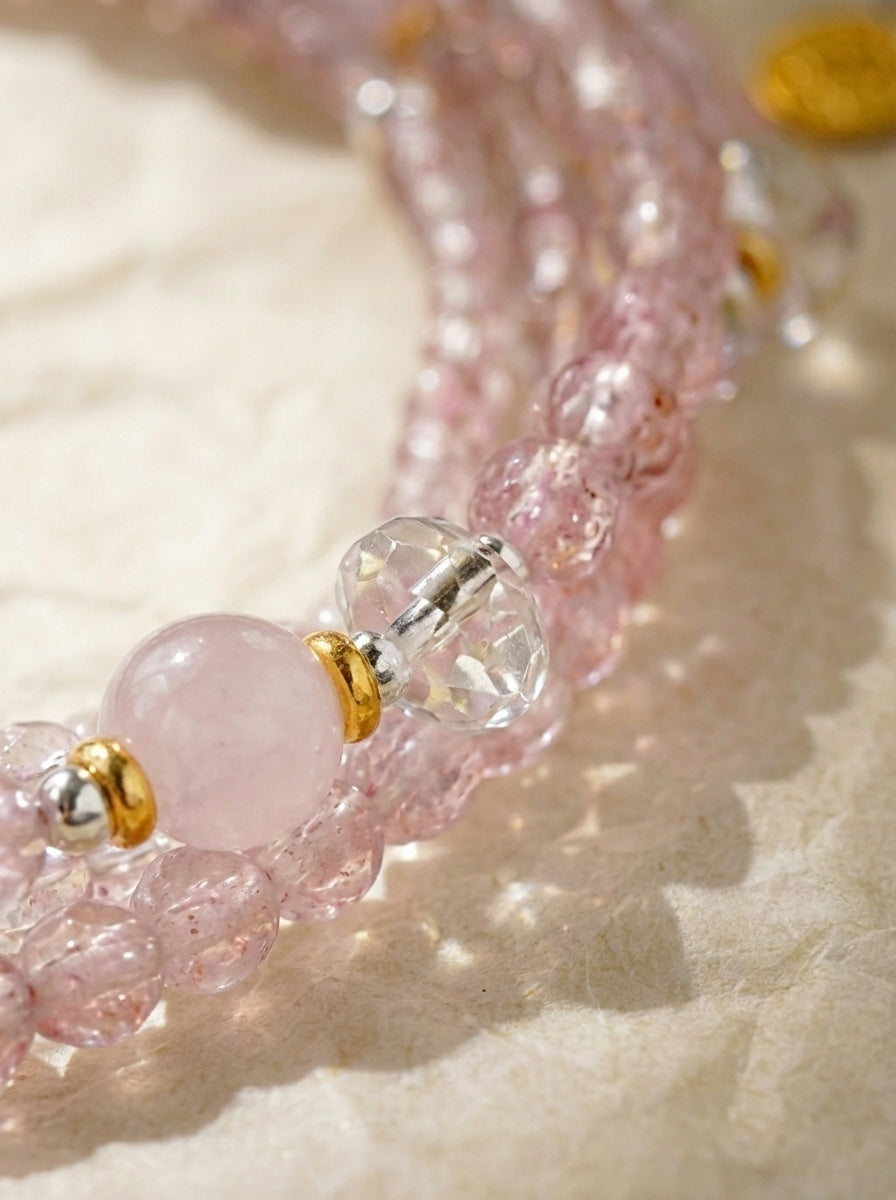 Libra Original Multi-Layer Stackable Rose Quartz Light Luxury Bracelet Twelve Constellations Exclusive For Women