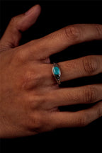 Neutral Retro Ring | S925 Sterling Silver Raw Ore Turquoise Cabochon Ring