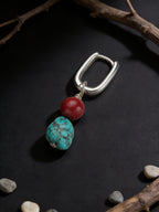 Tibetan Ethnic Style Earrings | S925 Sterling Silver Turquoise Cinnabar Earrings