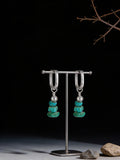 Tibetan Ethnic Style Earrings | S925 Sterling Silver Natural Raw Ore Turquoise Mani Pile Earrings