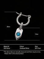 Tibetan Trendy Earrings | S925 Sterling Silver Inlaid Turquoise Shield Earrings