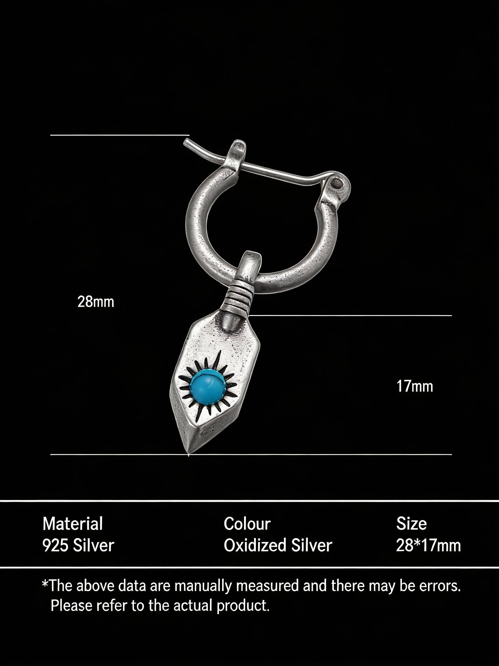Tibetan Trendy Earrings | S925 Sterling Silver Inlaid Turquoise Shield Earrings