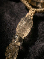 Tibetan Region Vintage Natural White Crystal Three-Faced Mahakala Vajra Dzi Bead Necklace - Unique Piece