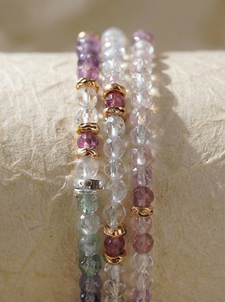 Capricorn Natal Pink Luck Original Multi-Layer Stackable Morganite Crystal Bracelet Twelve Constellations Exclusive For Women