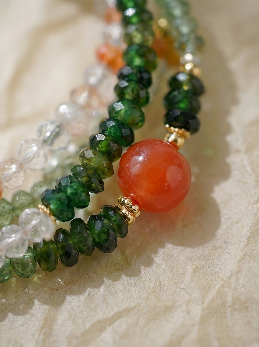 Gemini Original Multi-Layer Stackable Agate & Chrome Diopside Light Luxury Bracelet Twelve Constellations Exclusive For Women