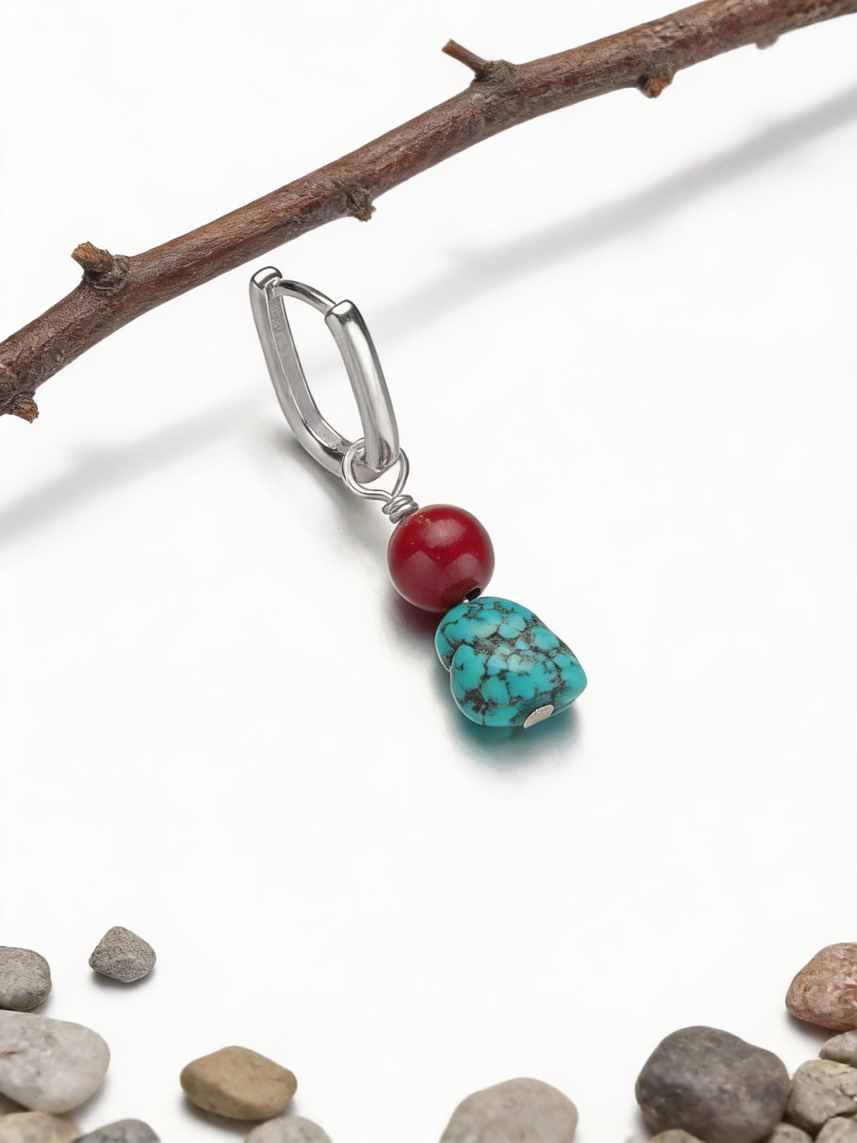 Tibetan Ethnic Style Earrings | S925 Sterling Silver Turquoise Cinnabar Earrings
