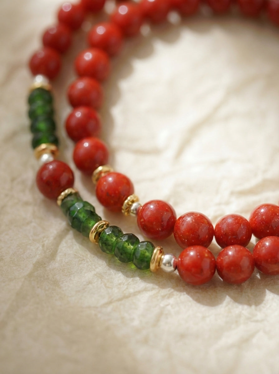 Aries Natal Red Luck Original Multi-Layer Stackable Cinnabar & Crystal Bracelet Twelve Constellations Exclusive For Women