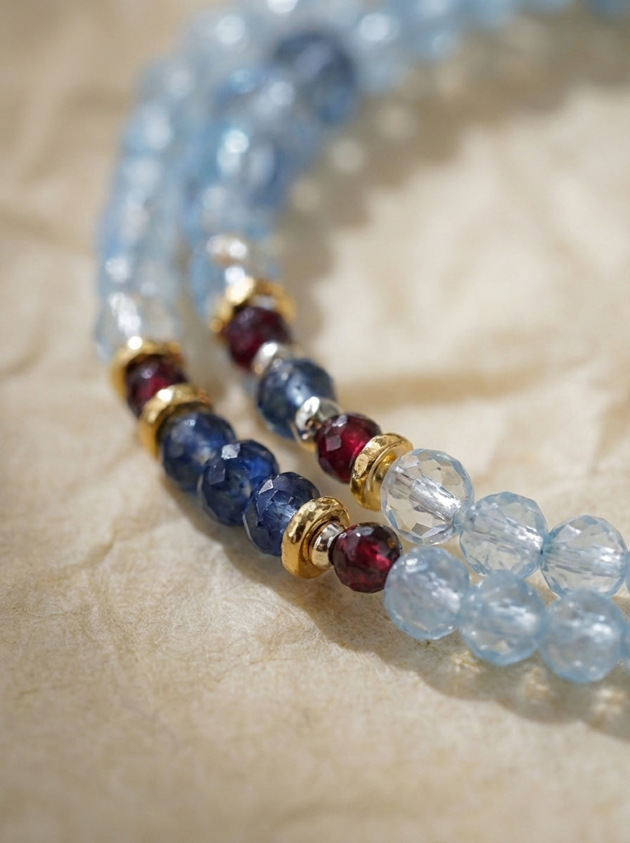 Pisces Original Multi-Layer Stackable Aquamarine & Citrine Bracelet Twelve Constellations Exclusive For Women