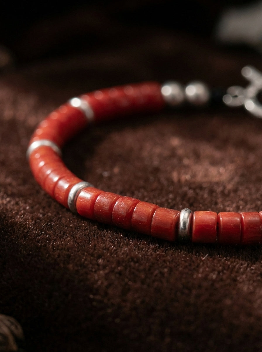 Niche Tibetan Style Natural Red Agate Couple Bracelets&Vintage Beaded Design