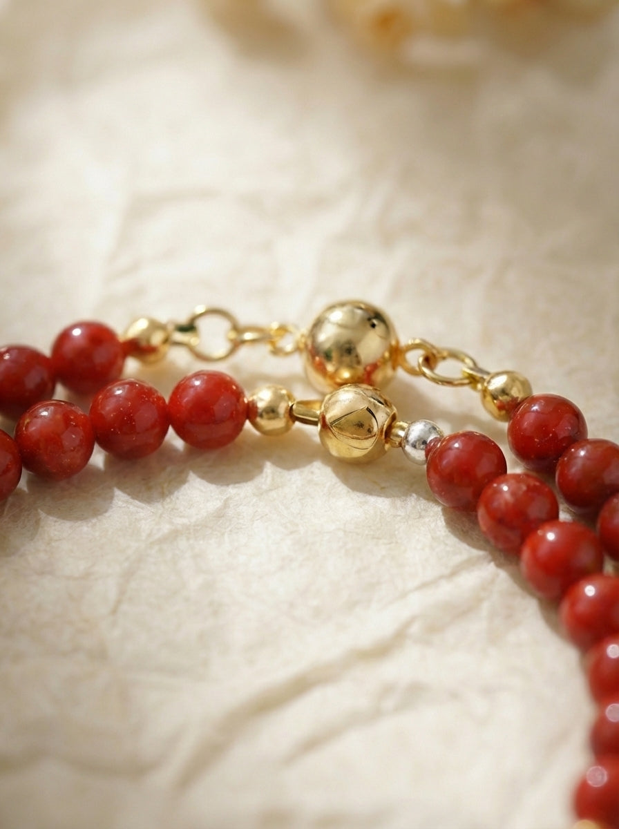 Aries Natal Red Luck Original Multi-Layer Stackable Cinnabar & Crystal Bracelet Twelve Constellations Exclusive For Women