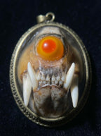Folk Inlaid Mink Skull Pendant | Spirit Bone (Mink Bone) Necklace