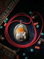 Folk Inlaid Mink Skull Pendant | Spirit Bone (Mink Bone) Necklace