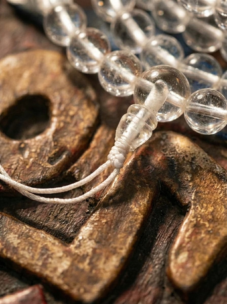 108 Buddha Beads Mala Made of Himalayan Clear Crystal with Ice Crack and Snowflake Inclusions