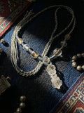 Tibetan Region Old Material Natural Clear Quartz Five-Pronged Vajra Woven Necklace - Unique Piece