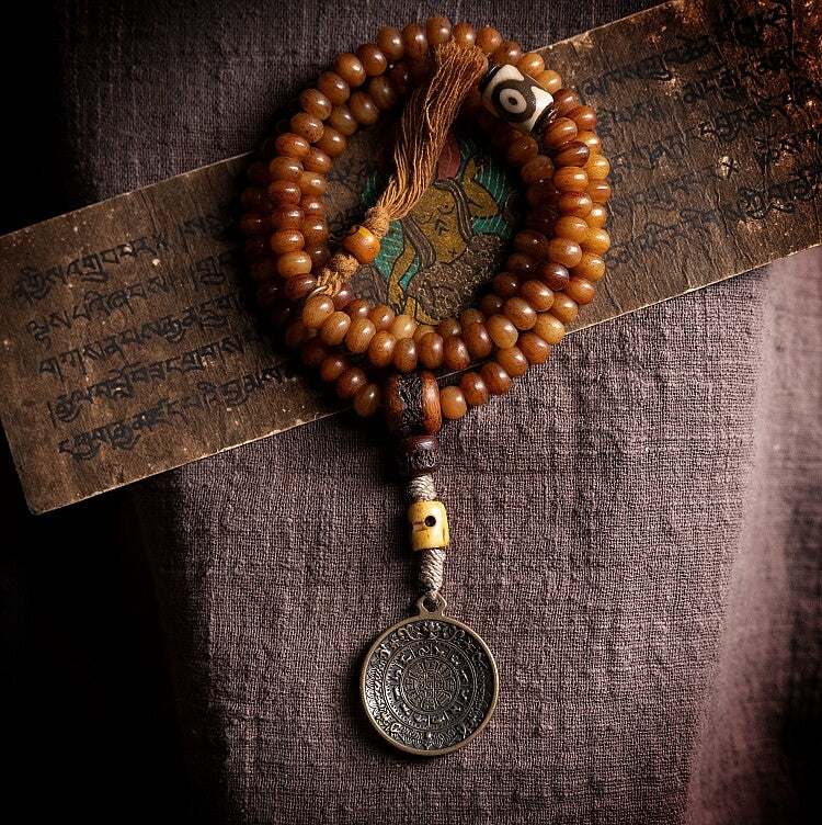 Tibetan Raw Old Material Yak Bone Prayer Beads Mala