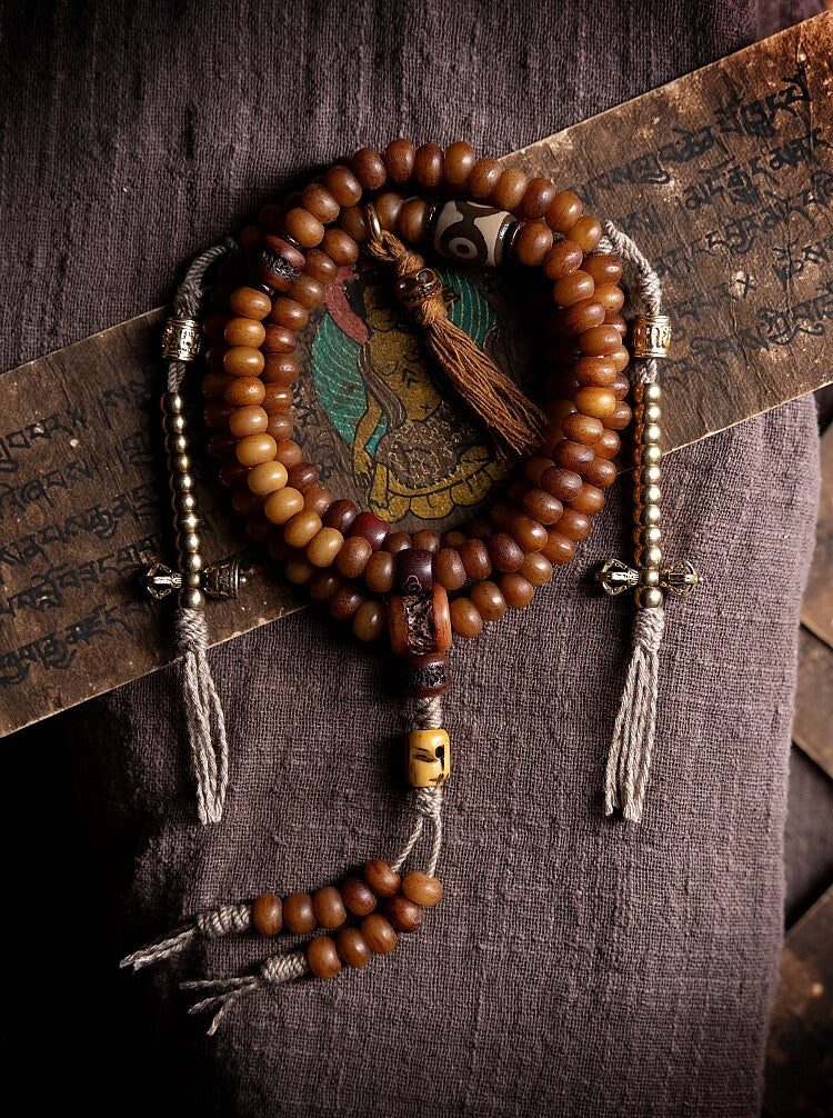 Tibetan Raw Old Material Yak Bone Prayer Beads Mala